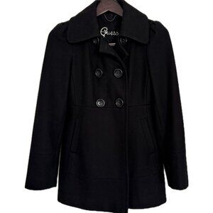 GUESS Black Wool Blend Peacoat — Women’s Size Small
